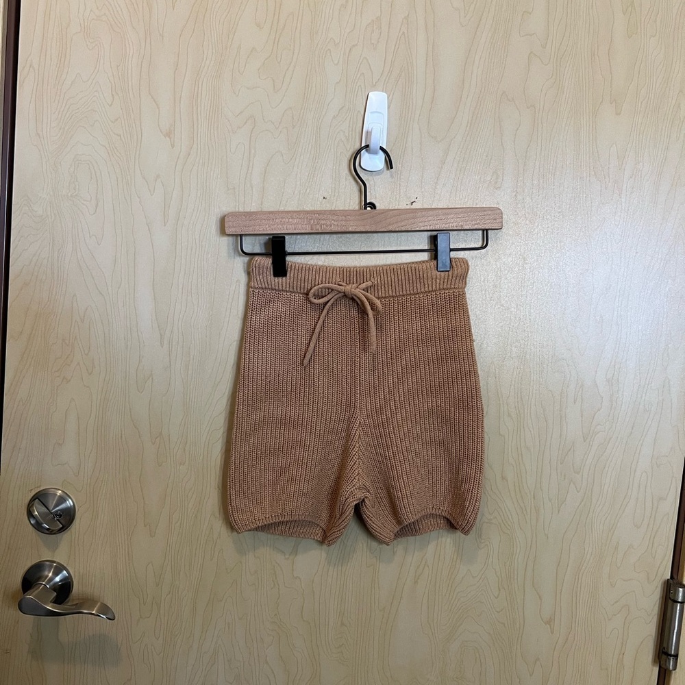Reformation Camel Sanzo Ribbed Shorts